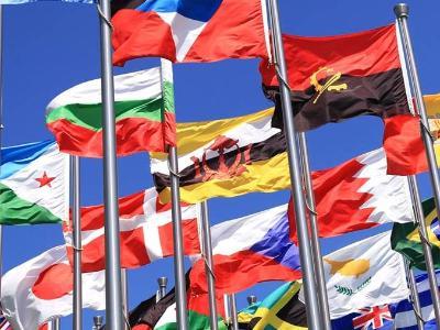 Flags from many nations.